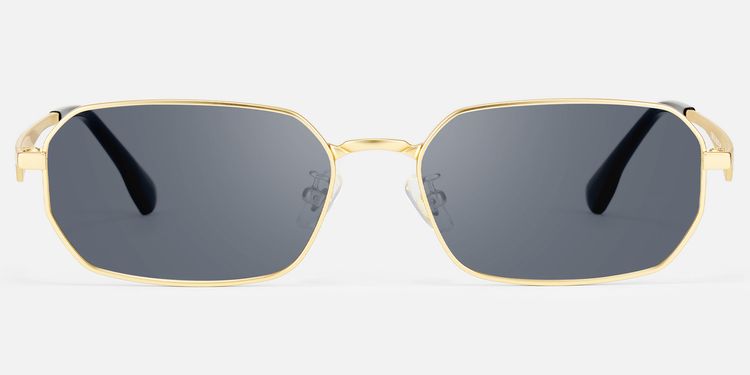 Aether - Thin Gold Narrow Rectangle Sunglasses by Vooglam