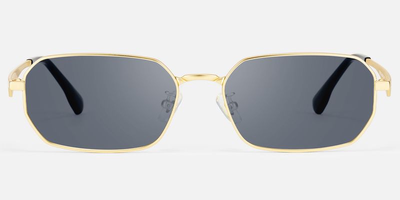 Aether - Thin Gold Narrow Rectangle Sunglasses | Vooglam