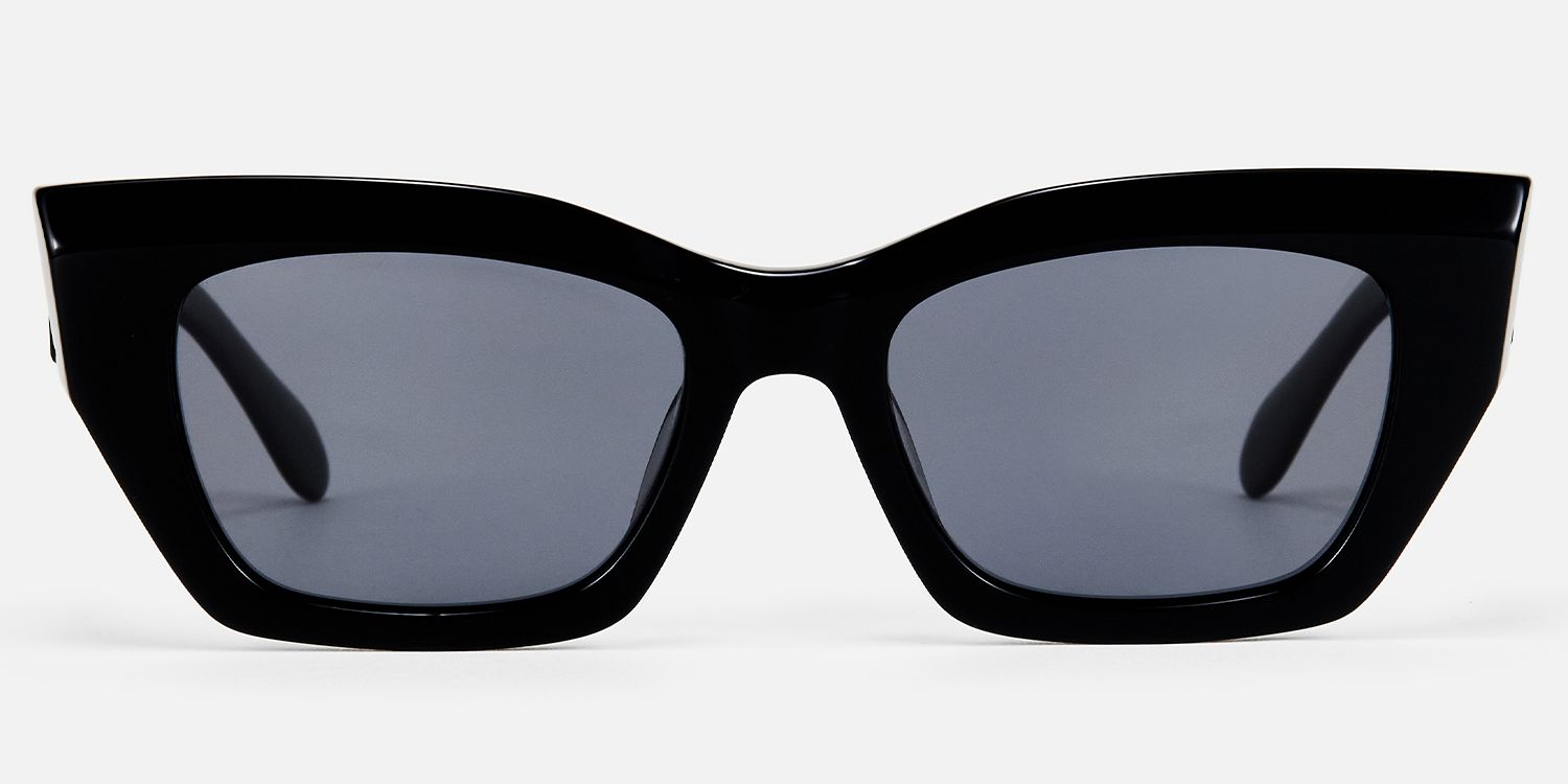 Velora - Cat Eye Black Sunglasses by Vooglam - Angle View