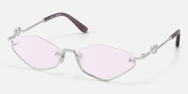 Niseko - Silver Octagon Light Tint Half Rim Shades by Vooglam