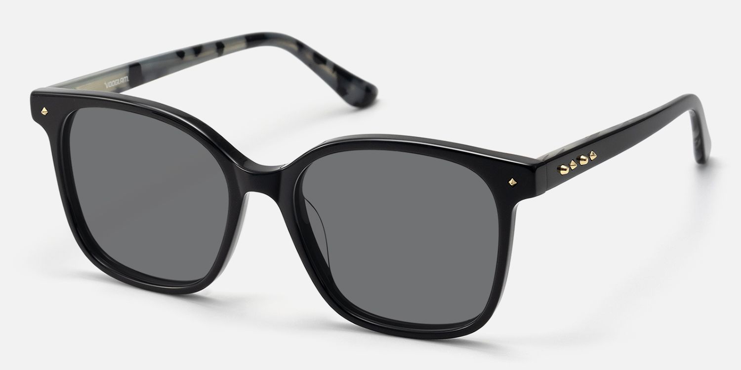 Radical - Rounded Square Black Sunglasses by Vooglam - Front View