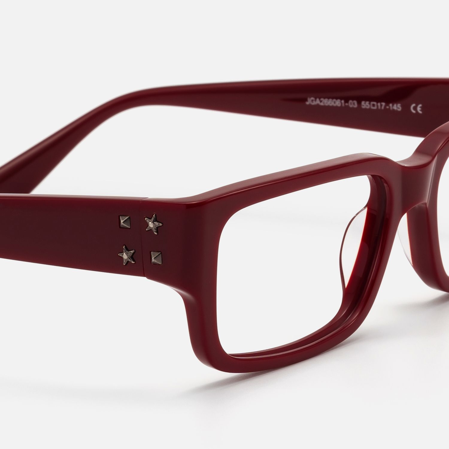 Drexen - Dark Cherry Red Rectangle Eyeglasses by Vooglam - Design Details