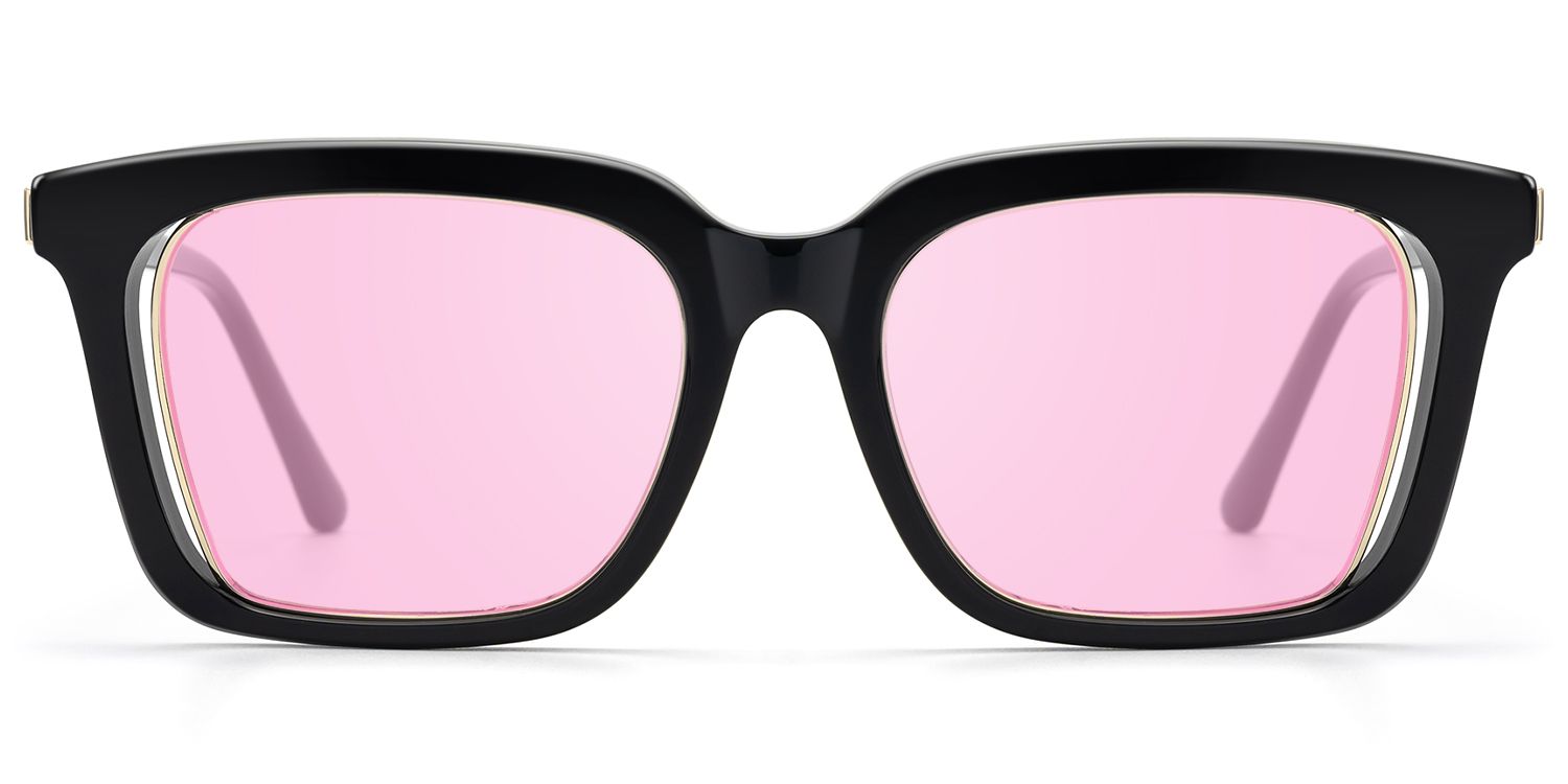 Chaparral - Red Tint Rectangle Black Sunglasses by Vooglam Product Details 1