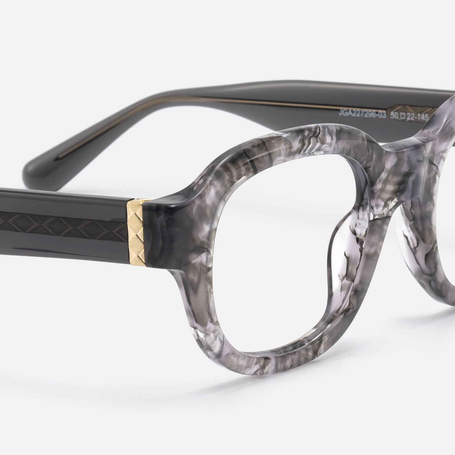 Eerie - Thick Gray Marbled Round Tortoise Frame by Vooglam - Design Details