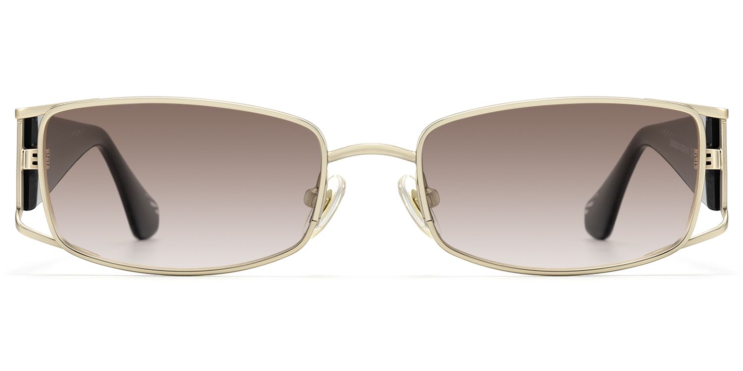 Wren - Gradient Lens Rectangle Gold Sunglasses by Vooglam Product Details 1