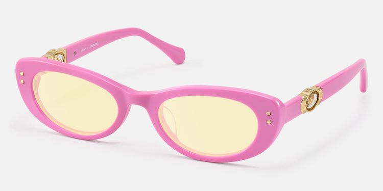 Ginza - Yellow Lens Pink Y2K Narrow Cat Eye Shades by Vooglam