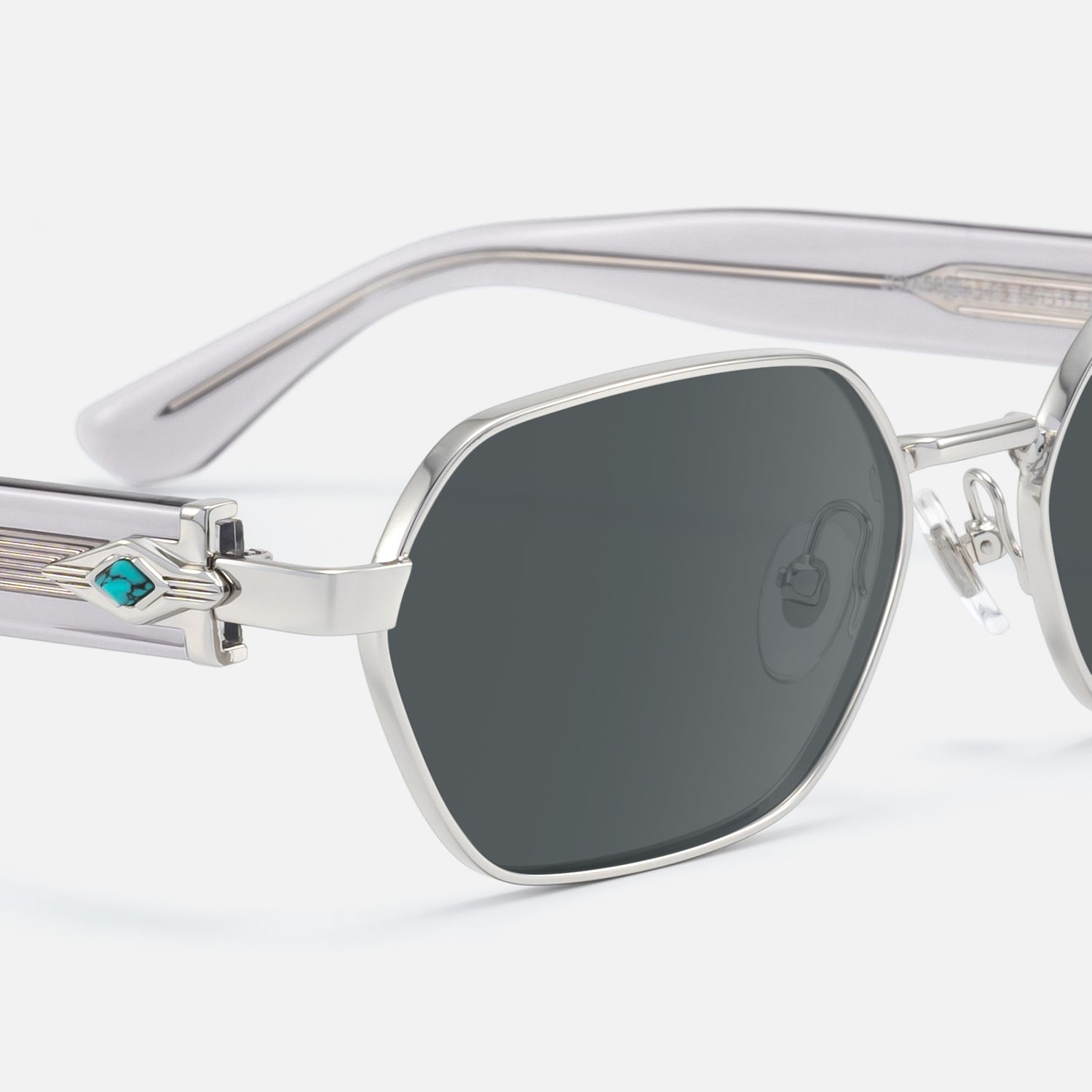 Orion - Gray Lens Mixed Material Sunglasses by Vooglam - Design Details