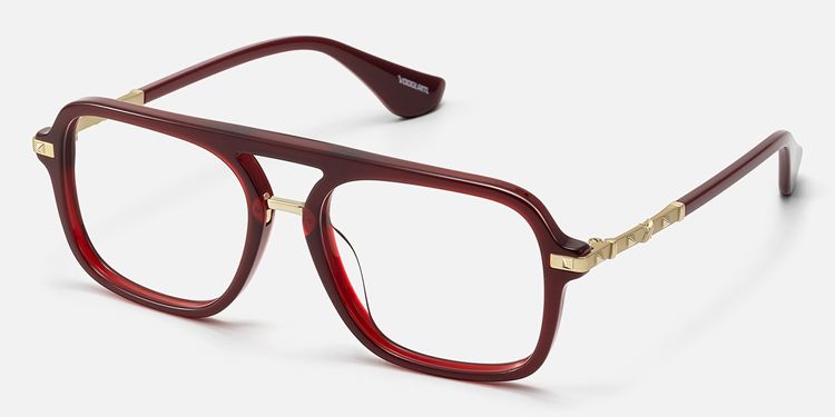 Marfa - Maroon Square Acetate Aviator Glasses by Vooglam