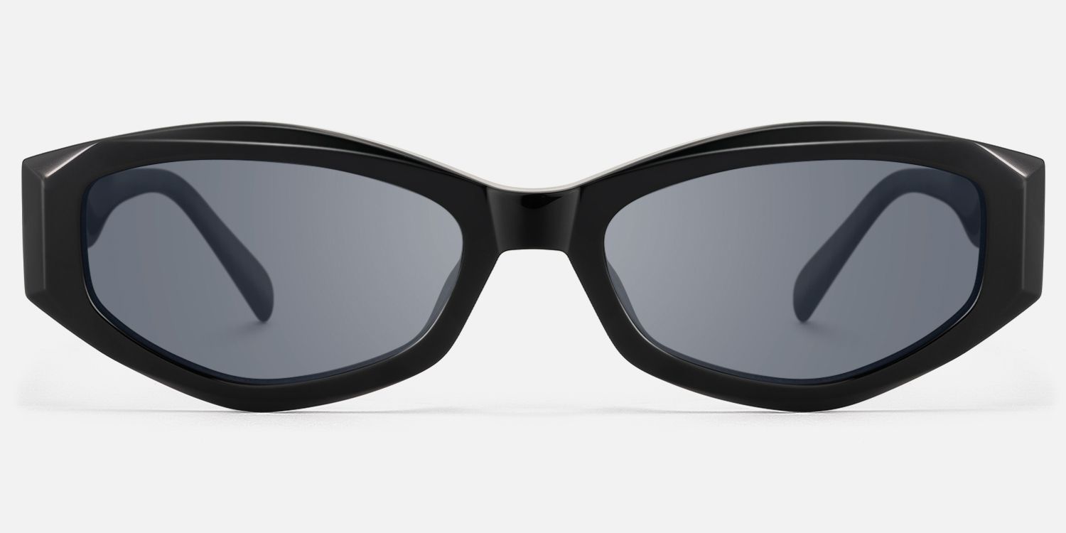 Vesper - Geometric Black Sunglasses by Vooglam - Angle View