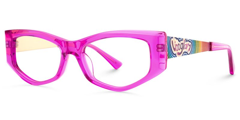 Tahiya - Geometric Pink Eyeglasses by Vooglam