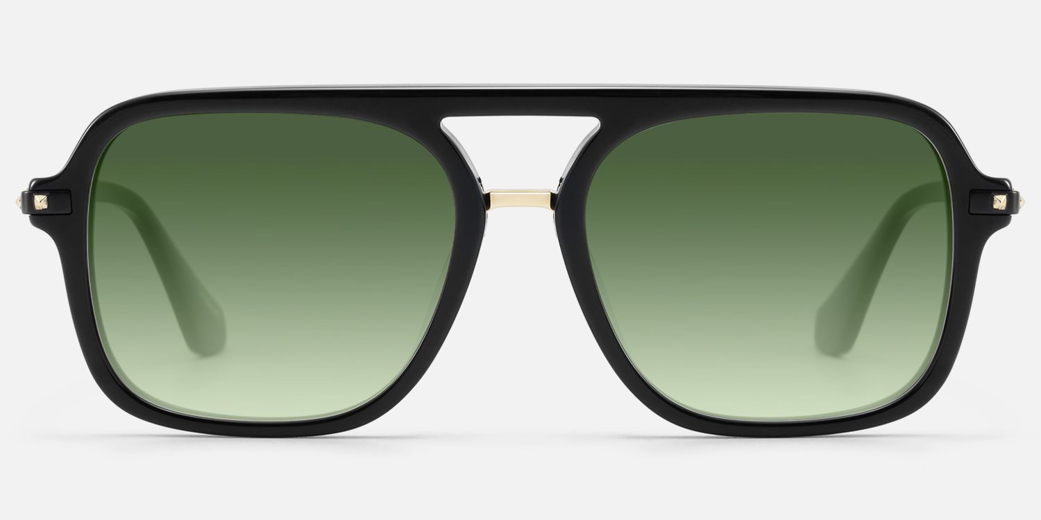 Marfa - Black Square Double Bridge Aviator Shades by Vooglam - Angle View