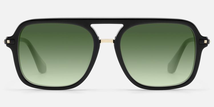 Marfa - Black Square Double Bridge Aviator Shades by Vooglam