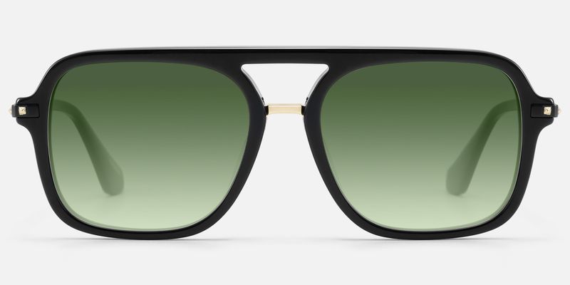 Marfa - Black Square Double Bridge Aviator Shades by Vooglam