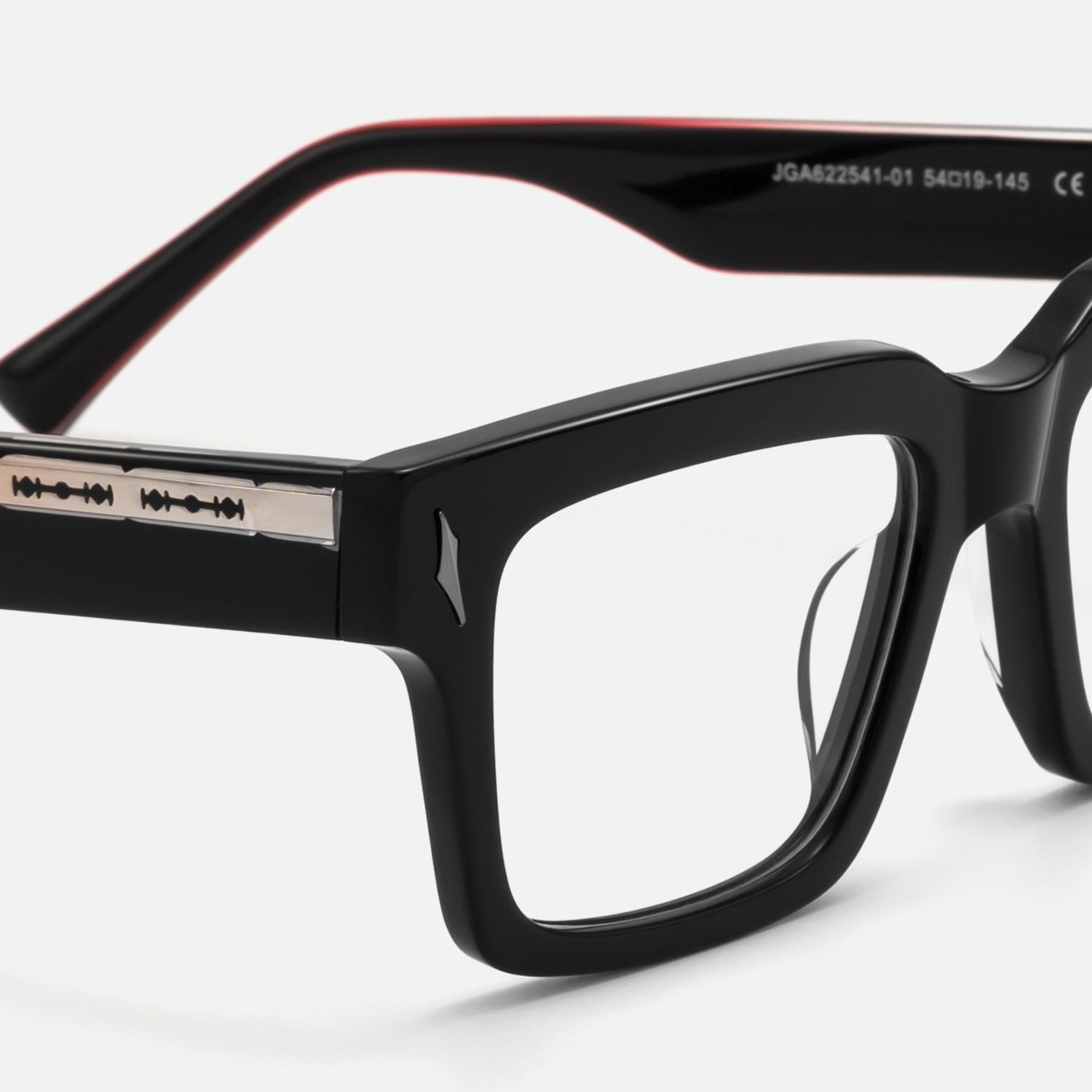Razor - Thick Acetate Black Glasses by Vooglam - Design Details