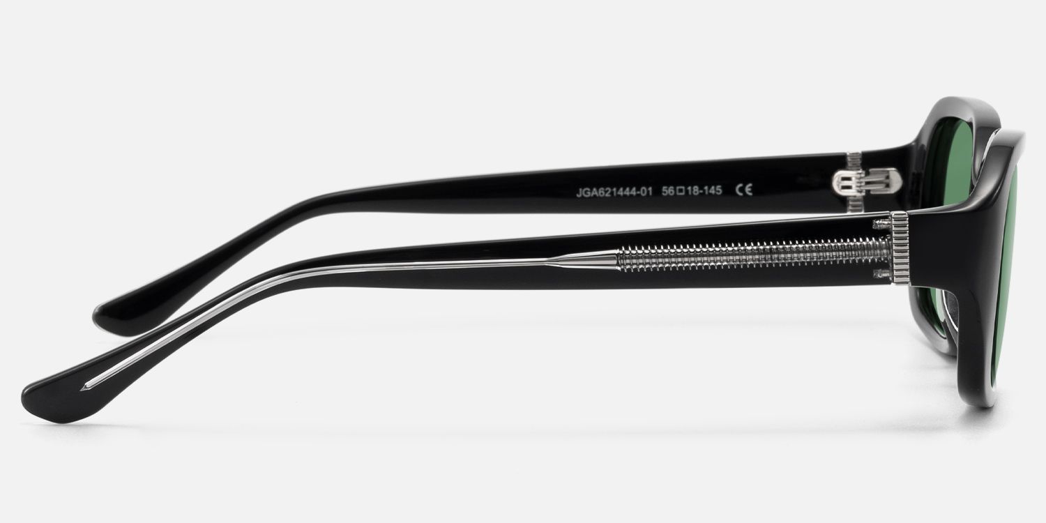 Mies - Industrial Black Green Tinted Sunglasses by Vooglam - Side View