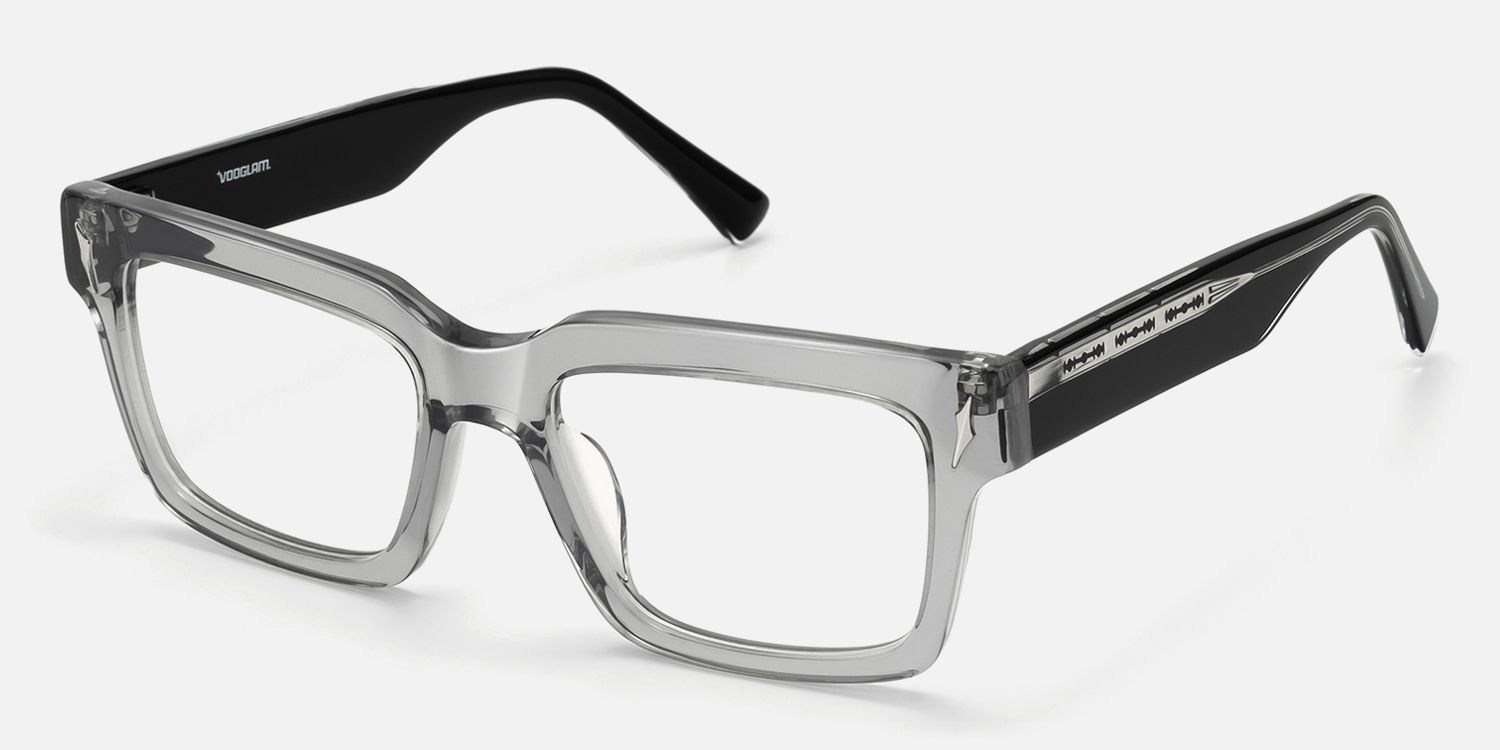 Razor - Transparent Grey Two Tone Glasses by Vooglam - Front View