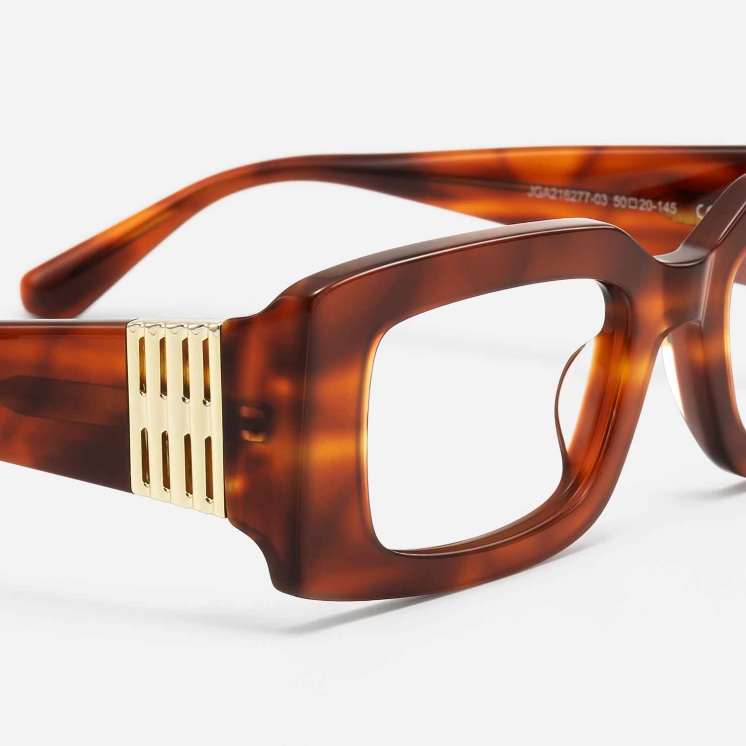 Aurelia - Thick Narrow Rectangle Red Tortoise Frames by Vooglam - Design Details