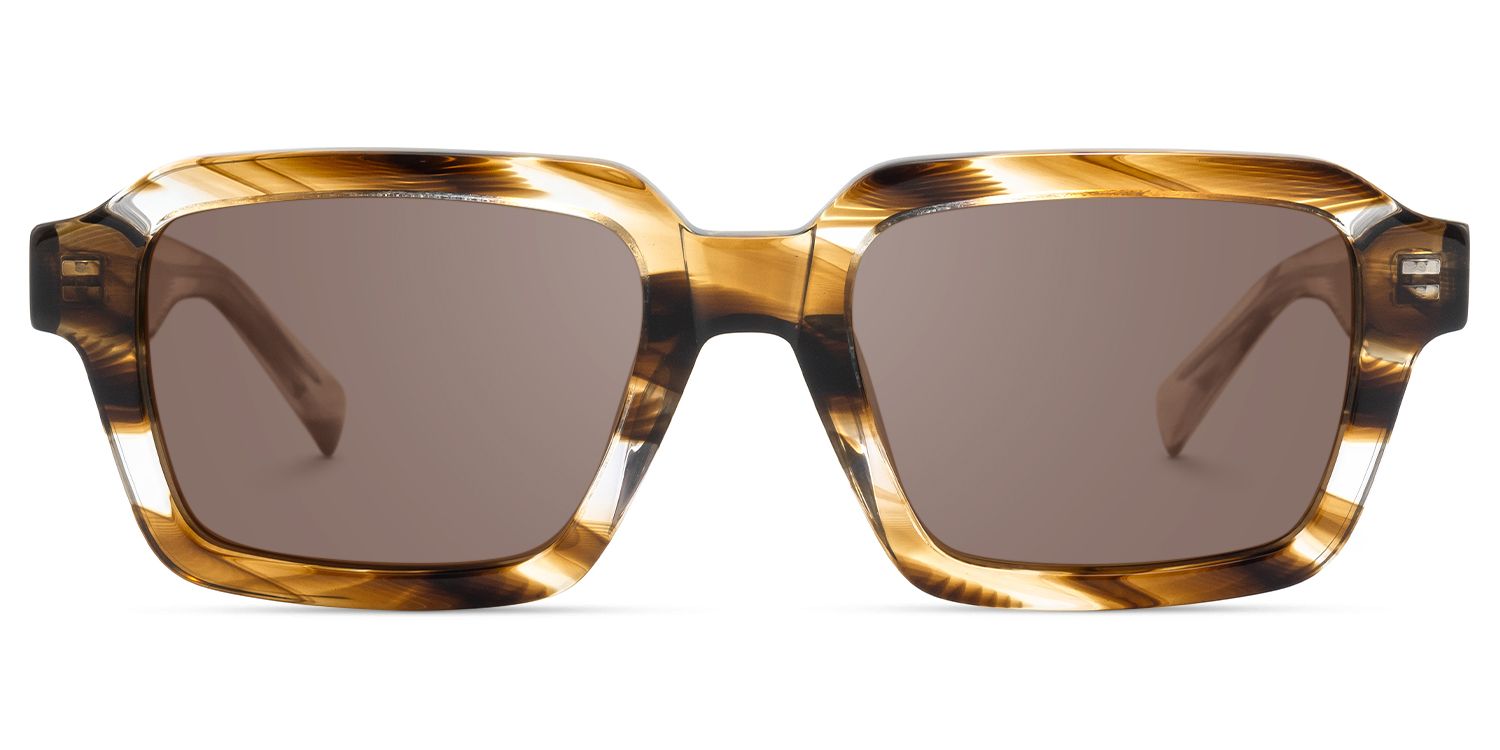 Jet - Rectangle Brown Sunglasses by Vooglam Product Details 1