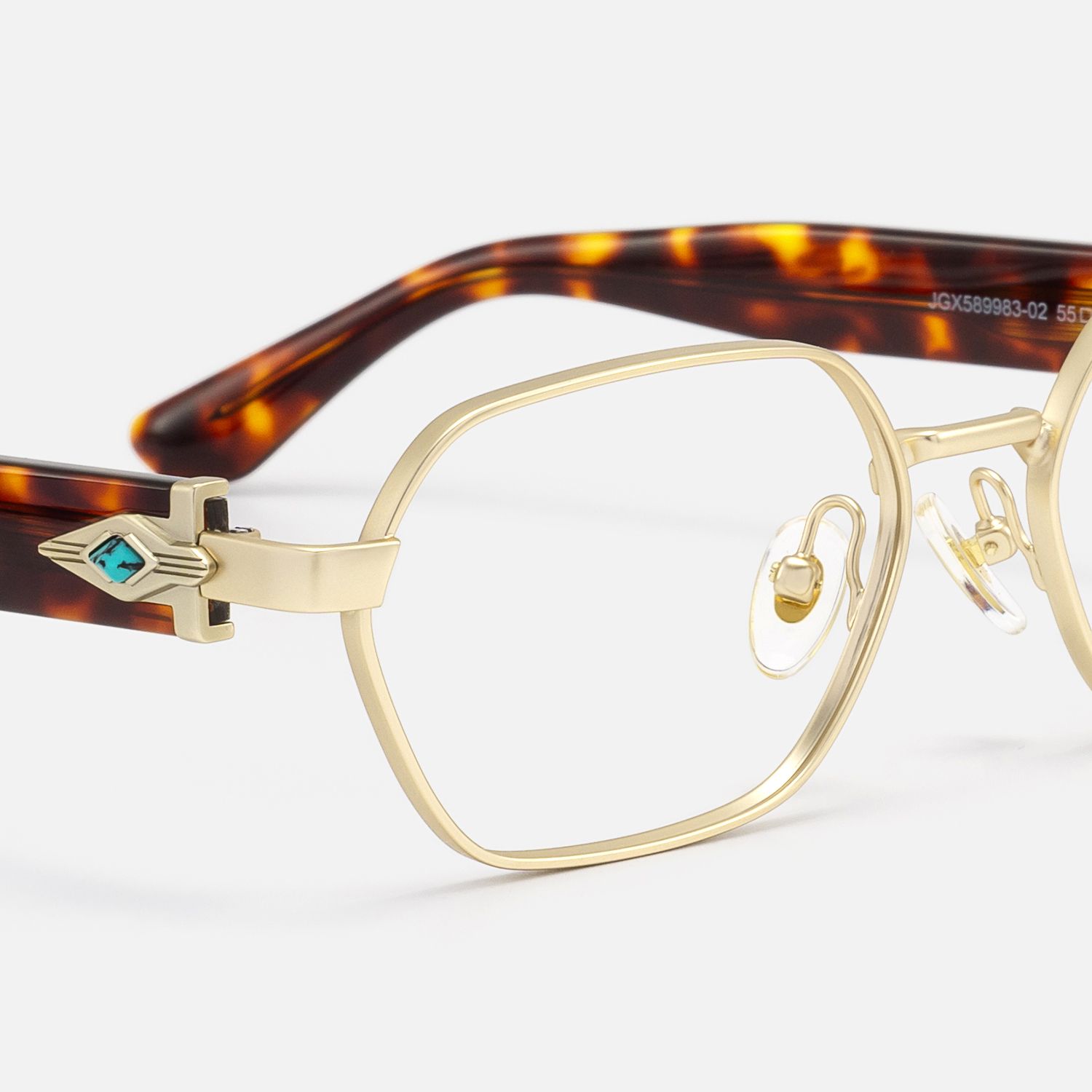 Orion - Vintage Gold Geometric Glasses Matte Frame by Vooglam - Design Details