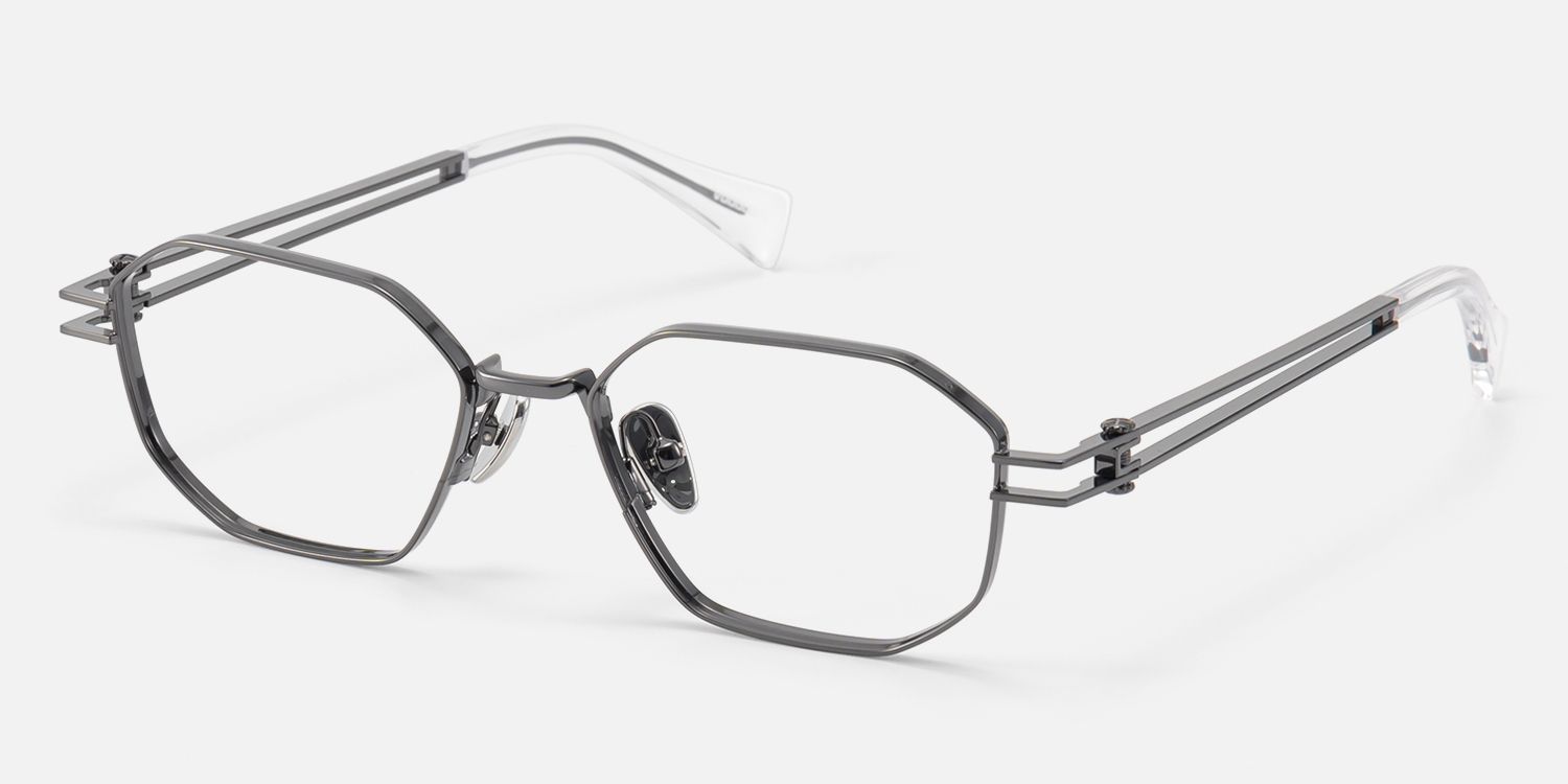 Loos - Daily Gunmetal Double Wire Temple Glasses by Vooglam - Front View