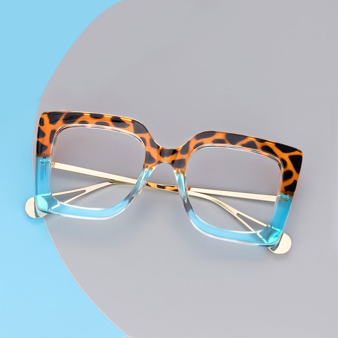 Adrienne - Square Animal Print Eyeglasses | Vooglam On Model