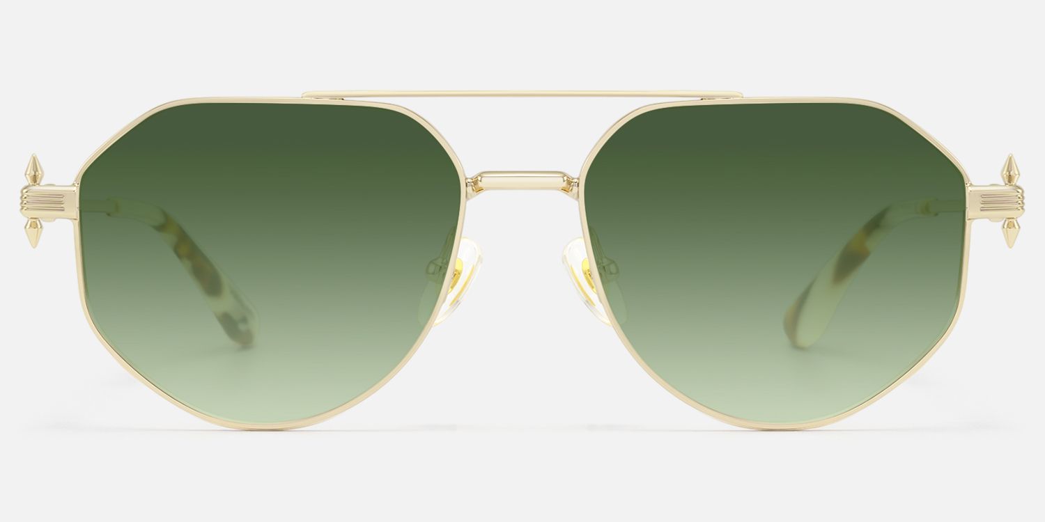 Aegis - Green Gradient Aviator Sunglasses by Vooglam - Angle View