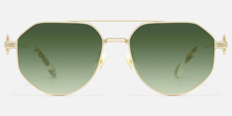 Aegis - Green Gradient Aviator Sunglasses by Vooglam