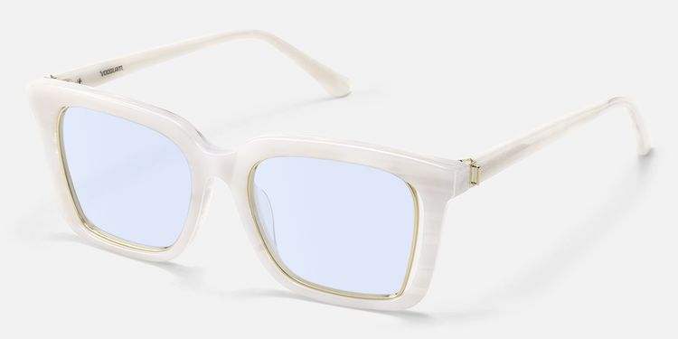 Chaparral - Blue Lens Rectangle White Sunglasses by Vooglam