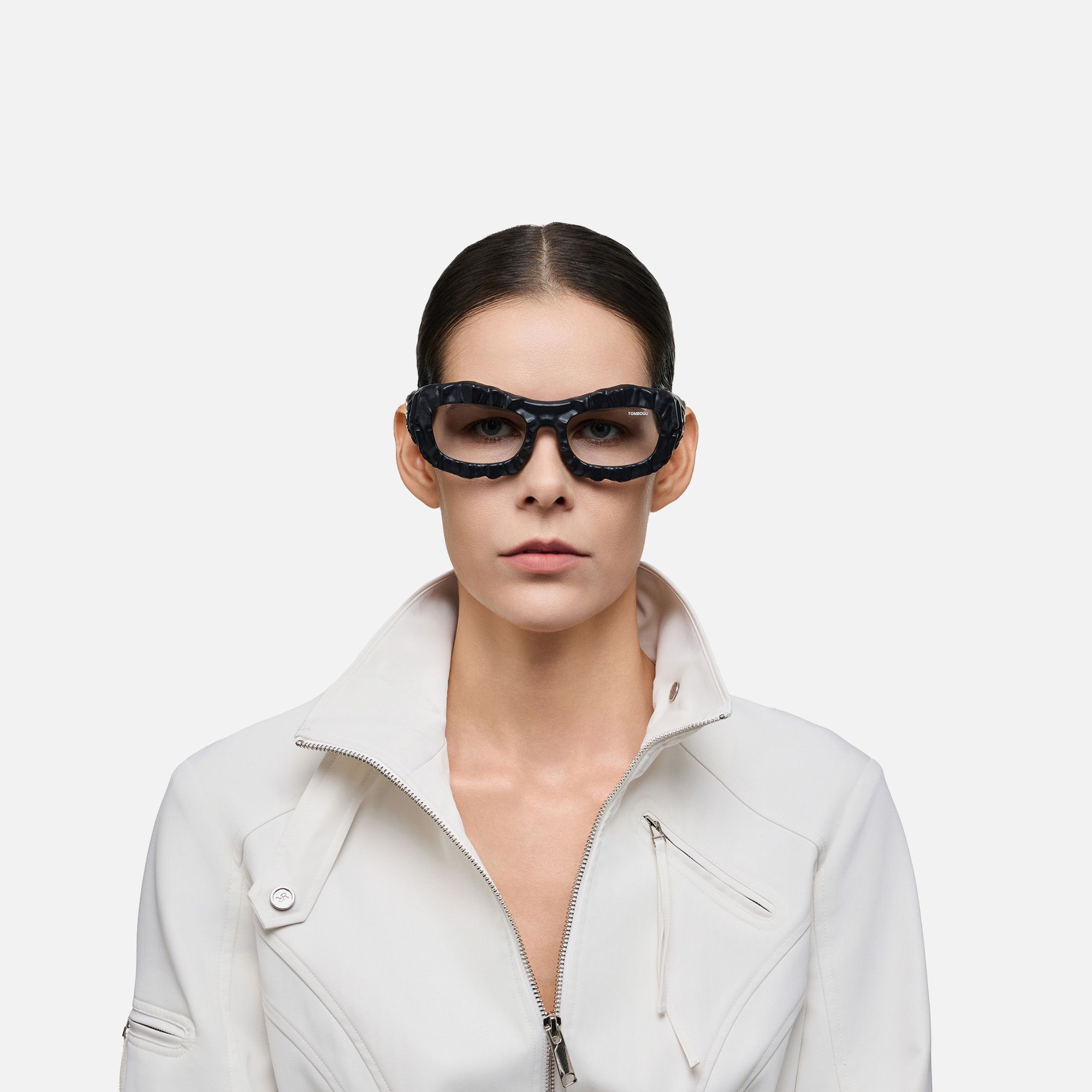 The Geologist - Bold Black Stone Texture Glasses by Vooglam - On Model