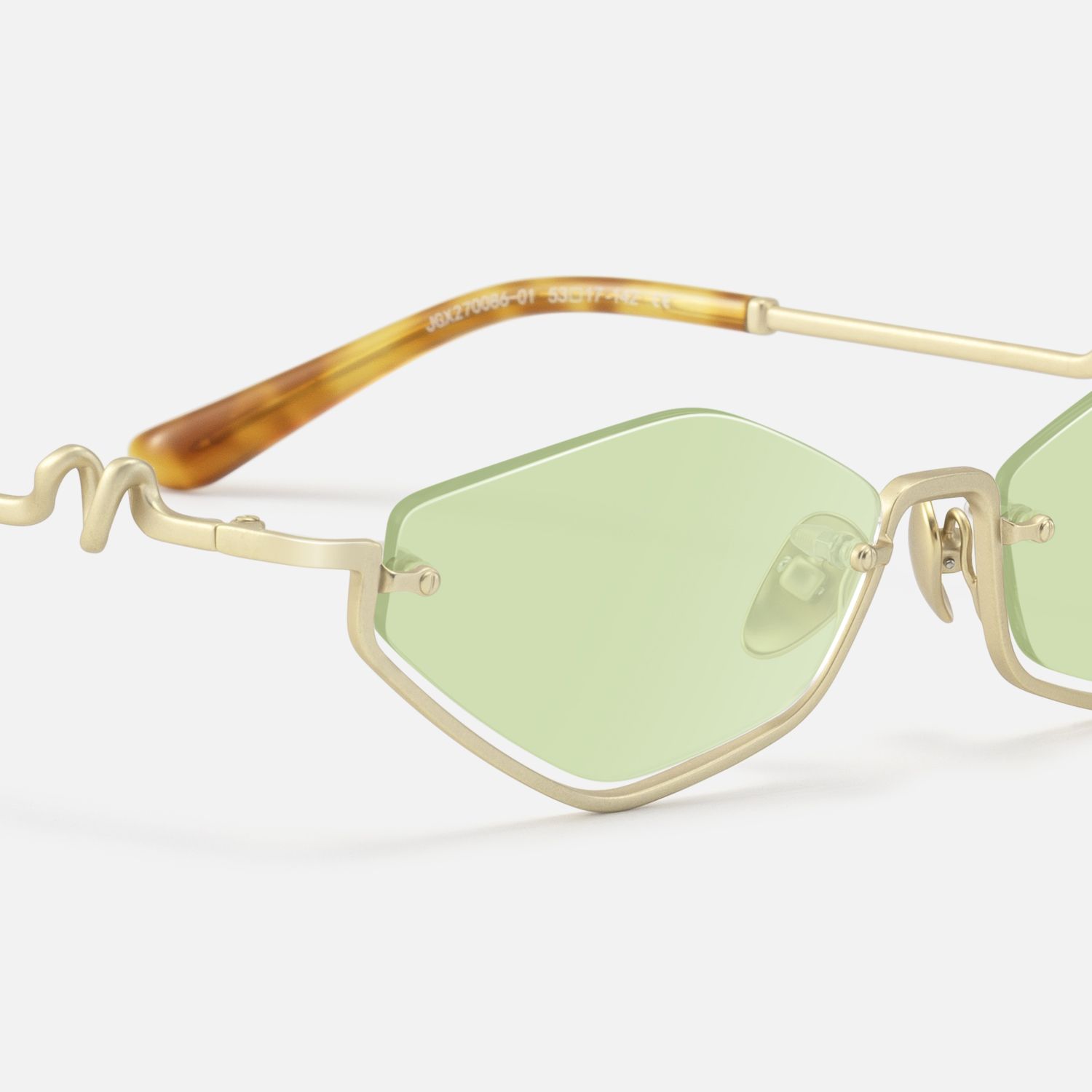 Niseko - Brushed Gold Green Tinted Half Rim Shades by Vooglam - Design Details