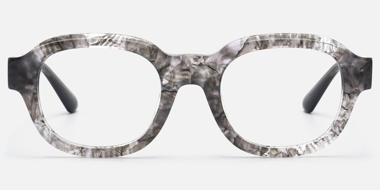 Eerie - Thick Gray Marbled Round Tortoise Frame by Vooglam