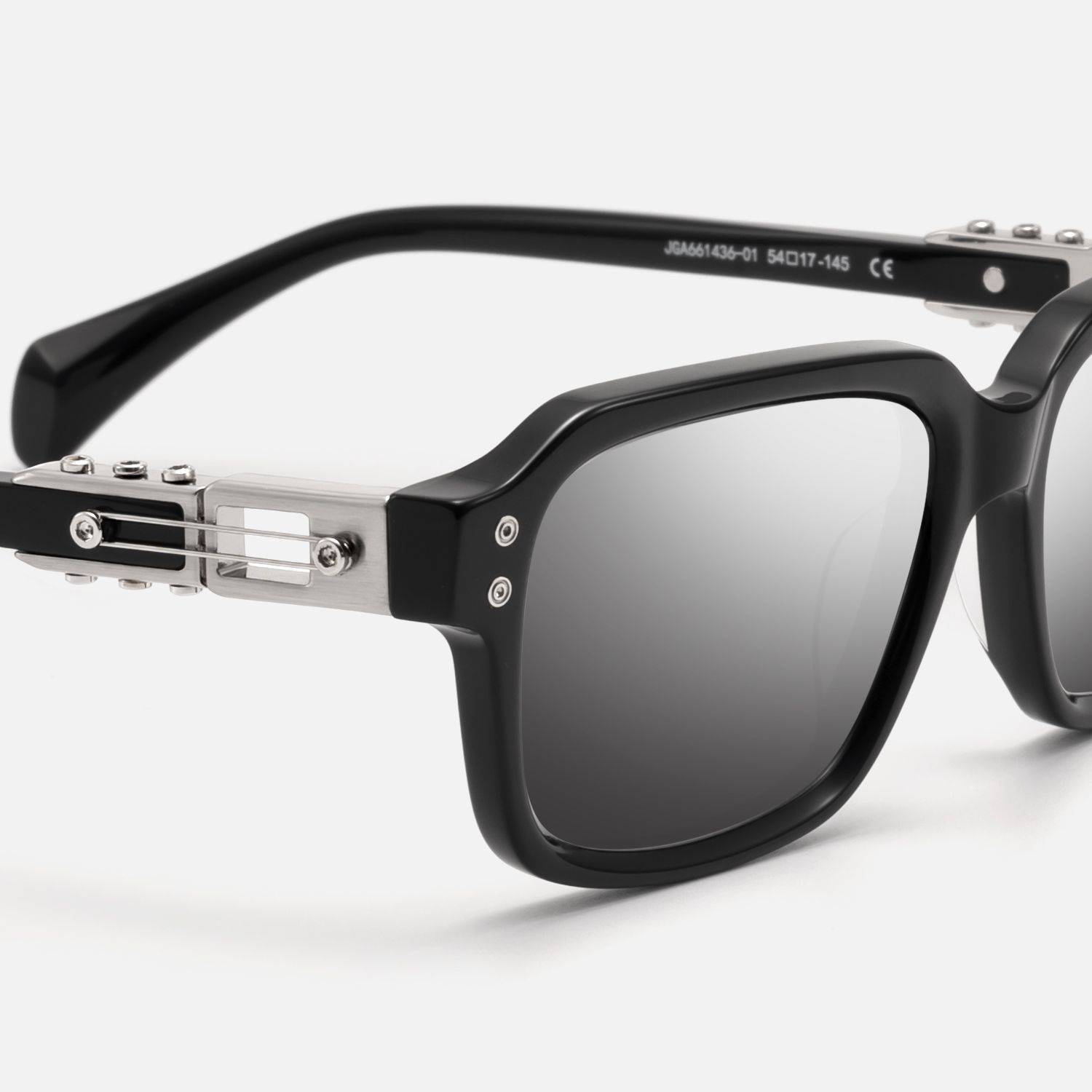 Anacortes - Mirrored Black Guitar Temple Shades by Vooglam - Design Details
