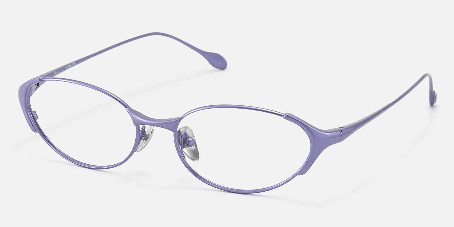 Ebisu - Purple Metal Rimmed Oval Glasses by Vooglam - Front View