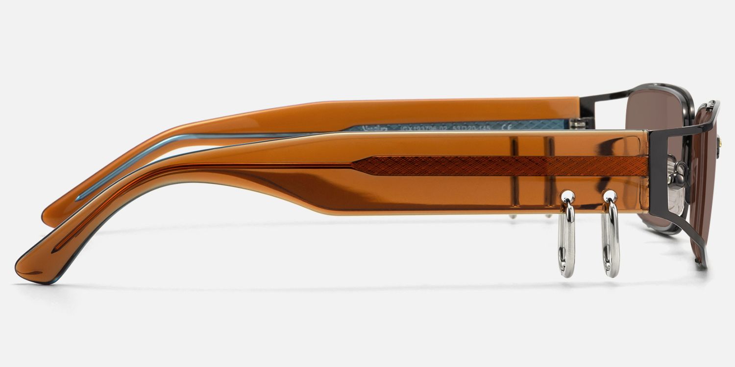 Riff - Huggie Deco Narrow Rectangle Sunglasses by Vooglam - Side View