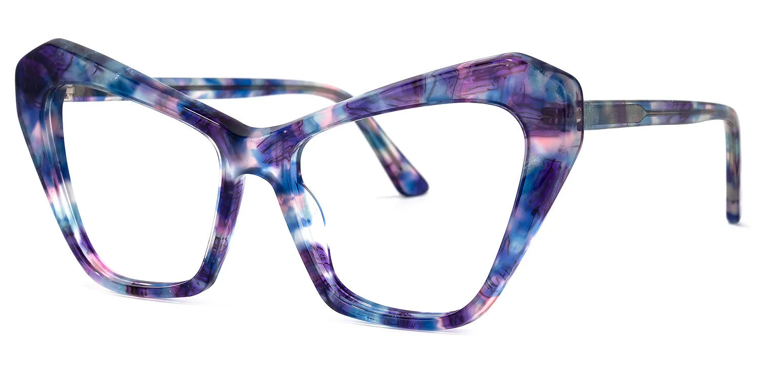 Kellee - Cat Eye Purple/Floral Eyeglasses | Vooglam Front View