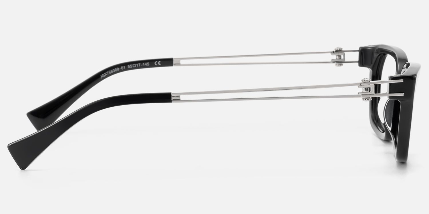 Scarpa - Black Double Wire Acetate Glasses by Vooglam - Side View