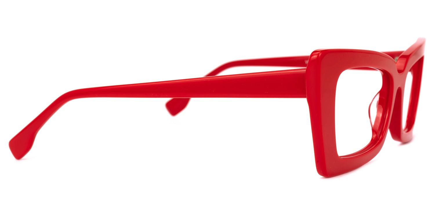 Sarah - Rectangle Red Eyeglasses | Vooglam 4