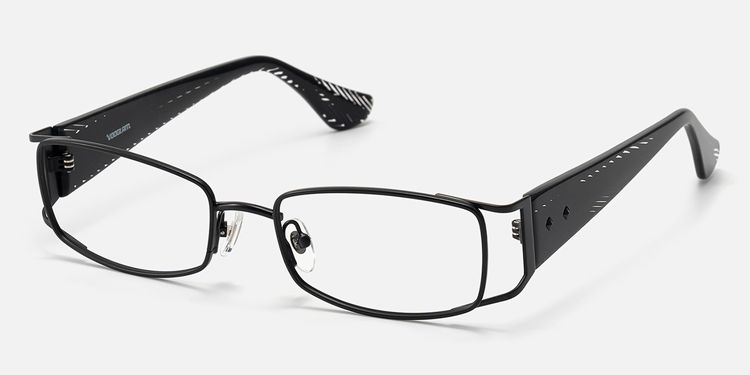 Wren-Cool All Black Narrow Rectangle Metal Glasses by Vooglam