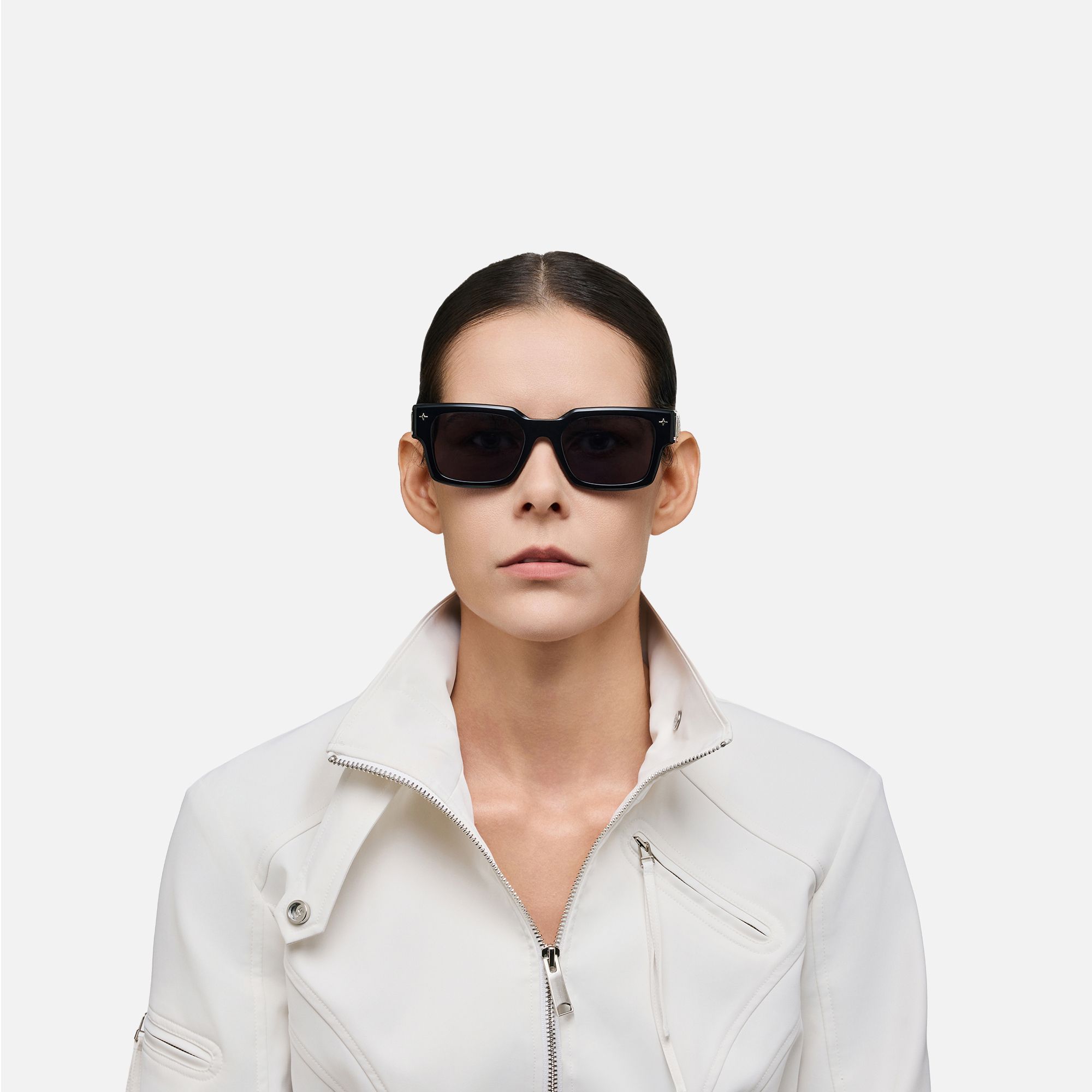 The Programmer - Bold Black USB Sunglasses by Vooglam - On Model
