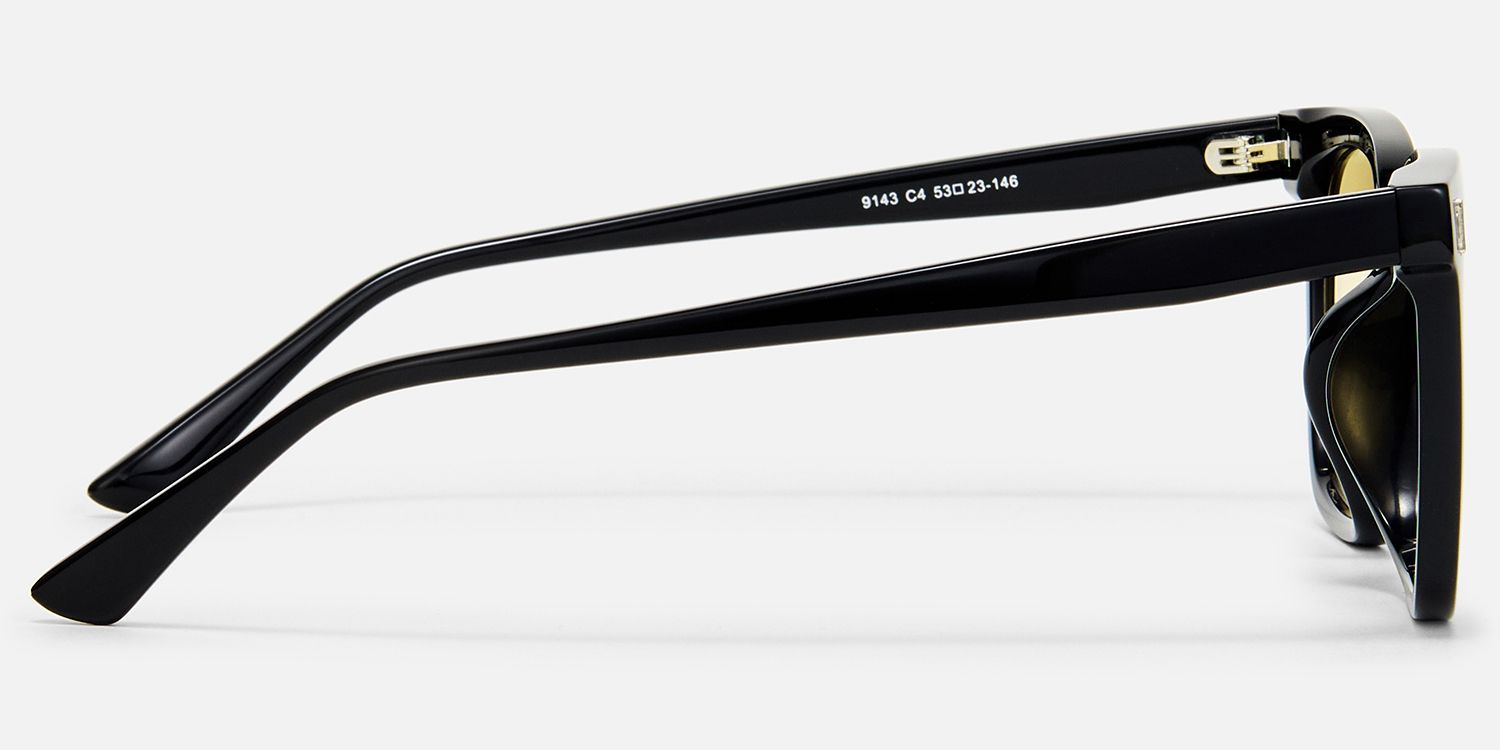Cosmo - Rectangle Black Sunglasses by Vooglam - Side View