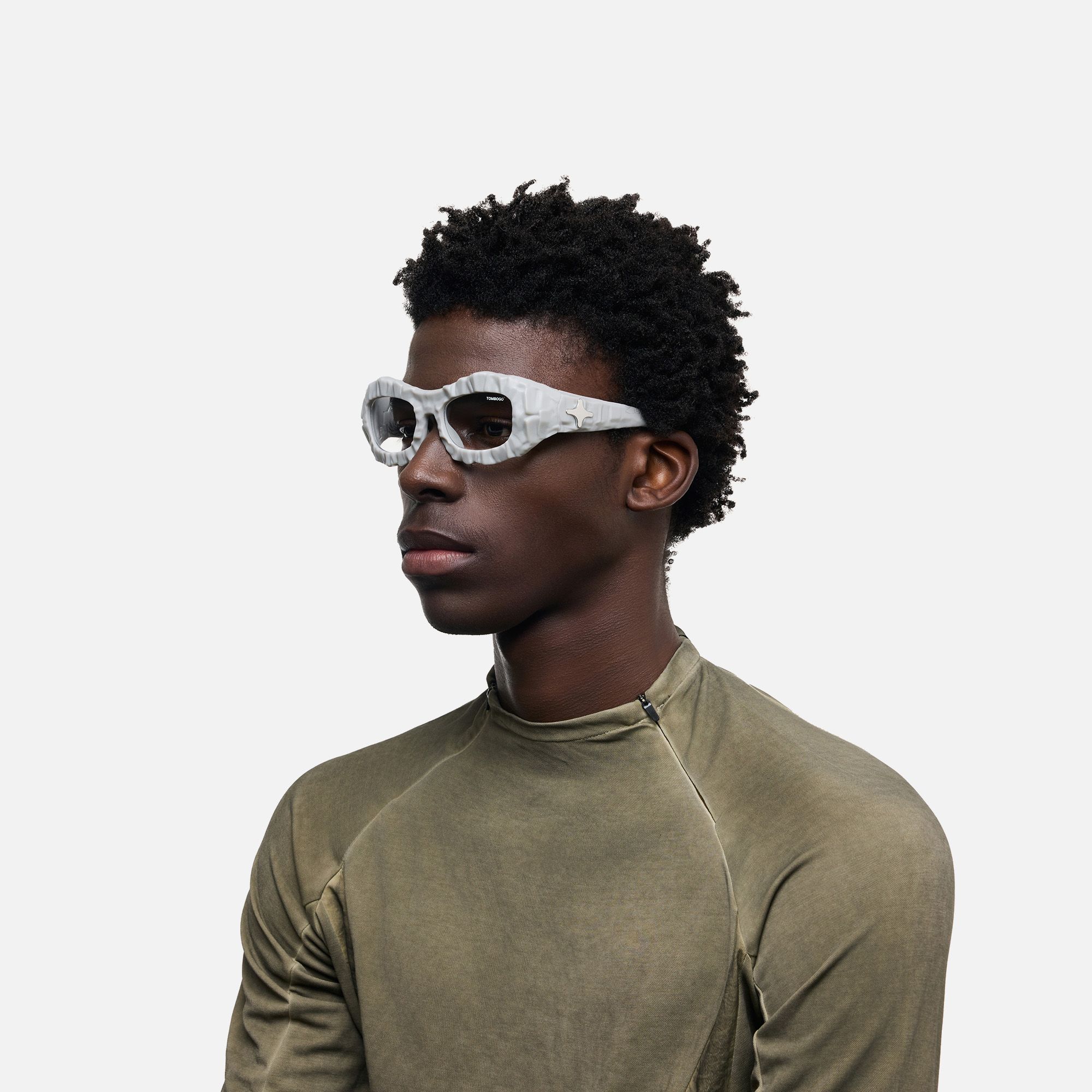 The Geologist - Bold Gray Marble Glasses by Vooglam - Model Side Profile