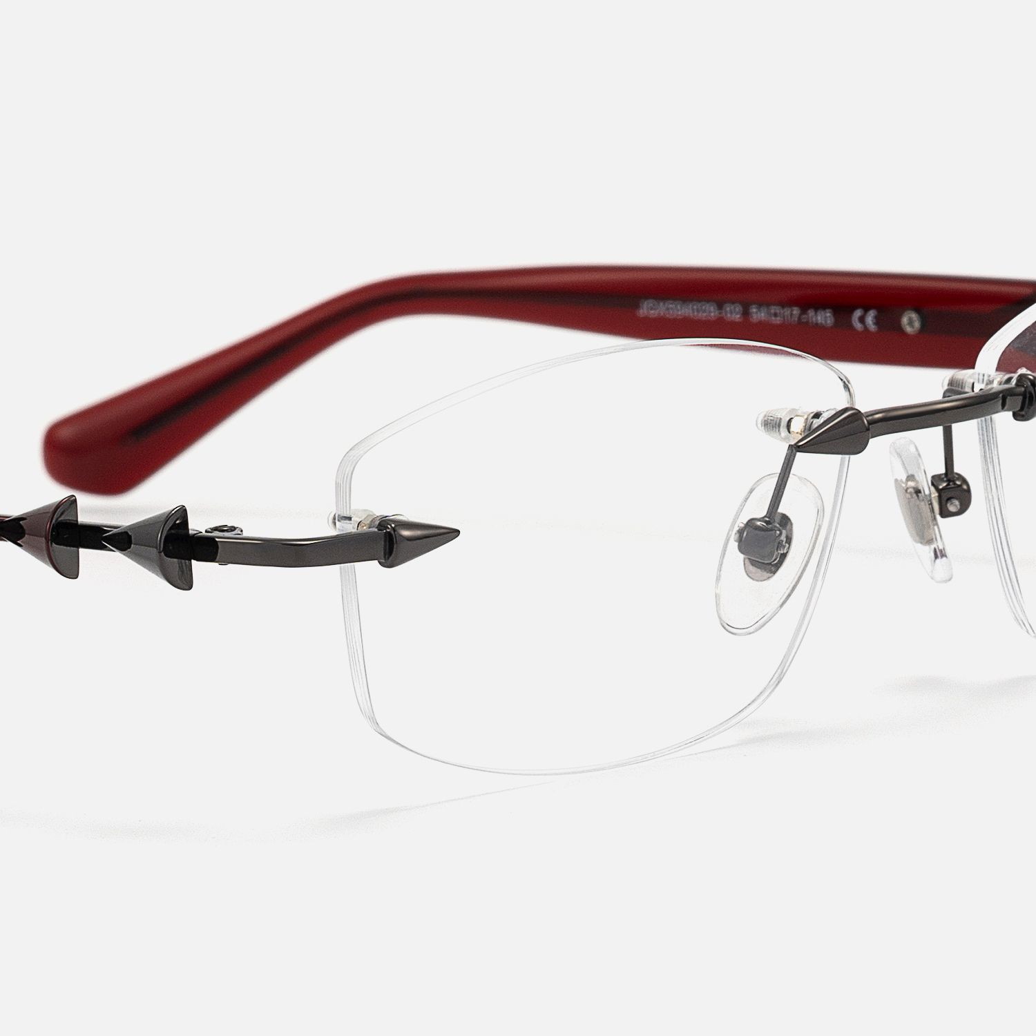 Fracture - Black & Red Rimless Spike Glasses by Vooglam - Design Details