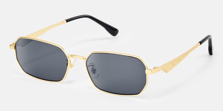 Aether - Thin Gold Narrow Rectangle Sunglasses by Vooglam