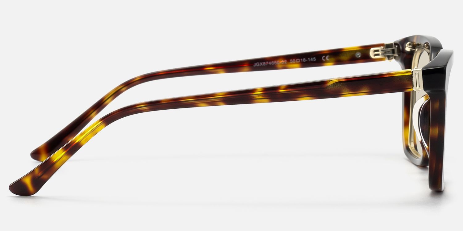 Chaparral - Retro Rectangle Tortoise Sunglasses by Vooglam - Side View