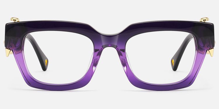 Sabrina - Clear Purple Rectangle Glasses with Spikes by Vooglam