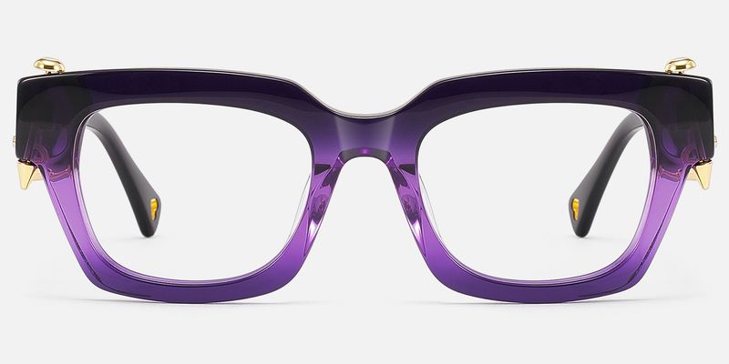 Sabrina - Clear Purple Rectangle Glasses with Spikes by Vooglam