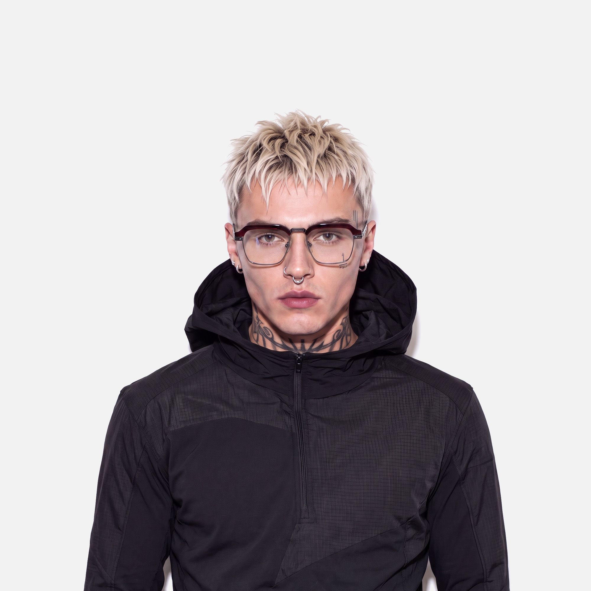 Archive - Red & Gunmetal Razor Blade Glasses by Vooglam - Lifestyle Look