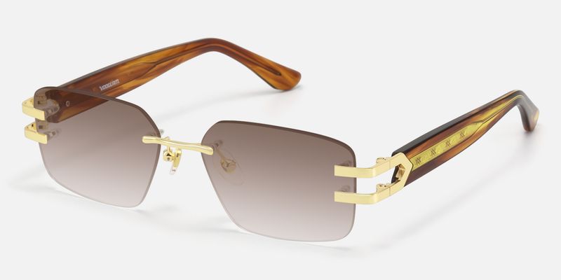 Aurum - Gradient Brown Rimless Sunglasses by Vooglam