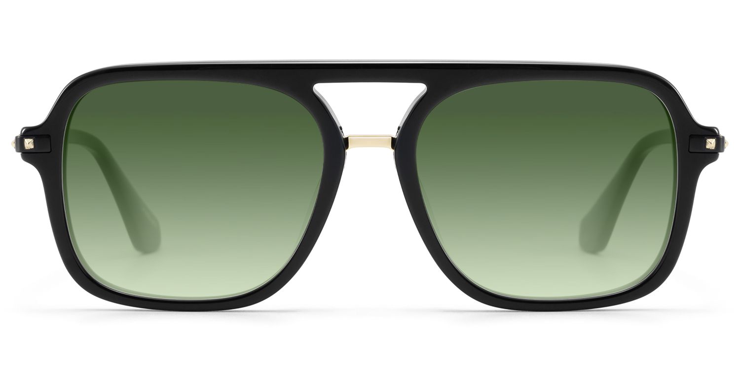 Marfa - Black Square Double Bridge Aviator Shades by Vooglam Product Details 1