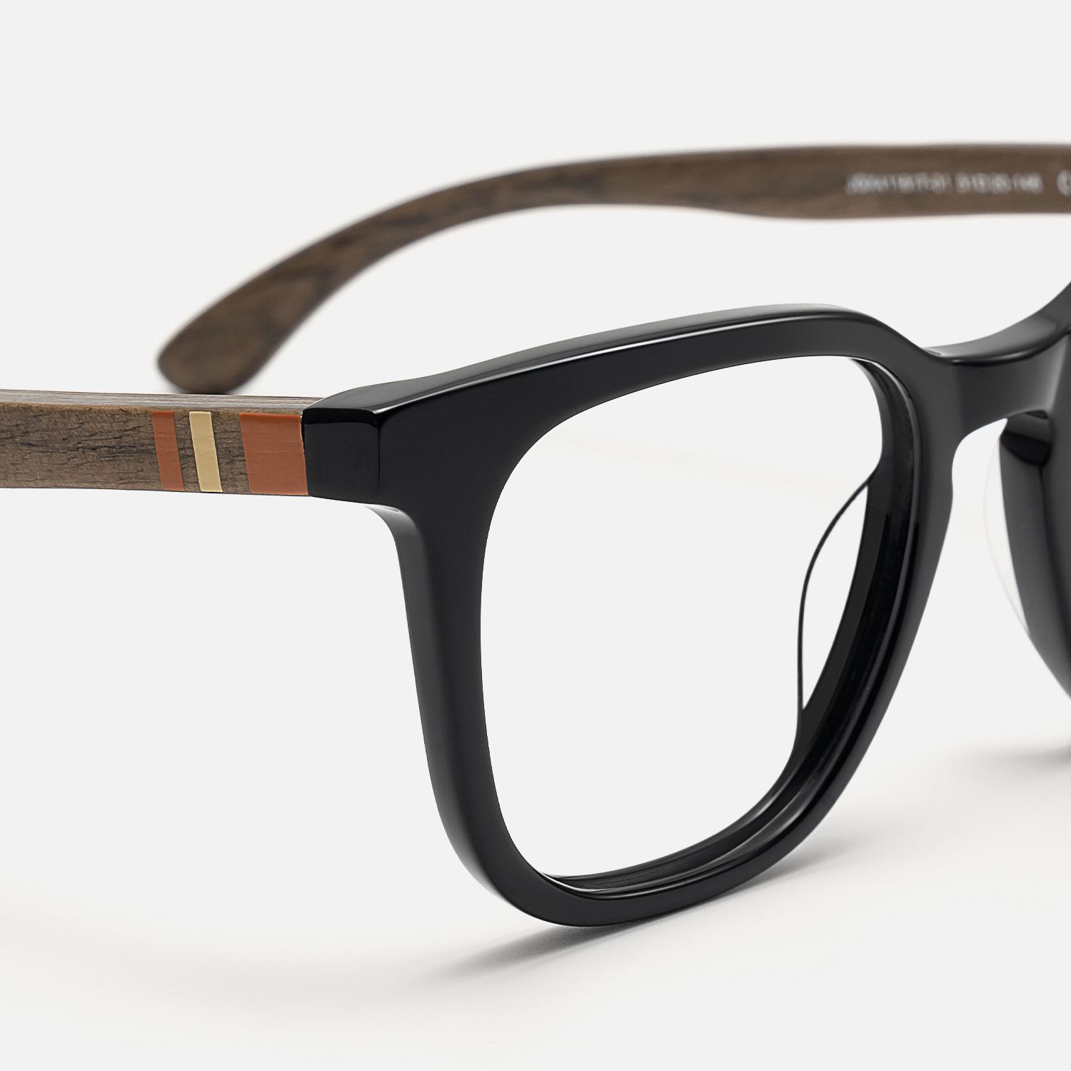 Lote - Square Black Glasses with Cool Wood Arm by Vooglam - Design Details